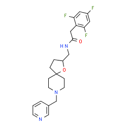 ChemSpider 2D Image | N-{[8-(3-Pyridinylmethyl)-1-oxa-8-azaspiro[4.5]dec-2-yl]methyl}-2-(2,4,6-trifluorophenyl)acetamide | C23H26F3N3O2