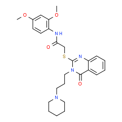 ChemSpider 2D Image | N-(2,4-Dimethoxyphenyl)-2-({4-oxo-3-[3-(1-piperidinyl)propyl]-3,4-dihydro-2-quinazolinyl}sulfanyl)acetamide | C26H32N4O4S