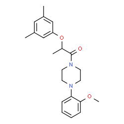 ChemSpider 2D Image | 2-(3,5-Dimethylphenoxy)-1-[4-(2-methoxyphenyl)-1-piperazinyl]-1-propanone | C22H28N2O3
