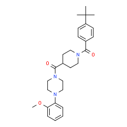 ChemSpider 2D Image | [4-(2-Methoxyphenyl)-1-piperazinyl]{1-[4-(2-methyl-2-propanyl)benzoyl]-4-piperidinyl}methanone | C28H37N3O3