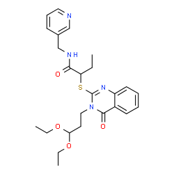 ChemSpider 2D Image | 2-{[3-(3,3-Diethoxypropyl)-4-oxo-3,4-dihydro-2-quinazolinyl]sulfanyl}-N-(3-pyridinylmethyl)butanamide | C25H32N4O4S