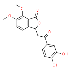 ChemSpider 2D Image | 3-[2-(3,4-Dihydroxyphenyl)-2-oxoethyl]-6,7-dimethoxy-2-benzofuran-1(3H)-one | C18H16O7