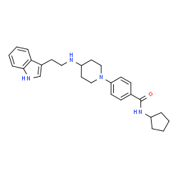ChemSpider 2D Image | N-Cyclopentyl-4-(4-{[2-(1H-indol-3-yl)ethyl]amino}-1-piperidinyl)benzamide | C27H34N4O