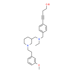 ChemSpider 2D Image | 4-(4-{[Ethyl({1-[2-(3-methoxyphenyl)ethyl]-3-piperidinyl}methyl)amino]methyl}phenyl)-3-butyn-1-ol | C28H38N2O2