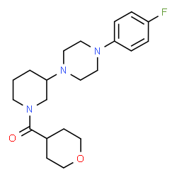 ChemSpider 2D Image | {3-[4-(4-Fluorophenyl)-1-piperazinyl]-1-piperidinyl}(tetrahydro-2H-pyran-4-yl)methanone | C21H30FN3O2