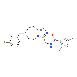 ChemSpider 2D Image | N-{[7-(2,3-Difluorobenzyl)-6,7,8,9-tetrahydro-5H-[1,2,4]triazolo[4,3-d][1,4]diazepin-3-yl]methyl}-2,5-dimethyl-3-furamide | C21H23F2N5O2