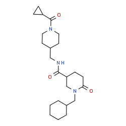 ChemSpider 2D Image | 1-(Cyclohexylmethyl)-N-{[1-(cyclopropylcarbonyl)-4-piperidinyl]methyl}-6-oxo-3-piperidinecarboxamide | C23H37N3O3
