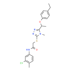 ChemSpider 2D Image | N-(3-Chloro-4-methylphenyl)-2-({5-[1-(4-ethylphenoxy)ethyl]-4-methyl-4H-1,2,4-triazol-3-yl}sulfanyl)acetamide | C22H25ClN4O2S