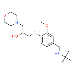 ChemSpider 2D Image | 1-(2-Methoxy-4-{[(2-methyl-2-propanyl)amino]methyl}phenoxy)-3-(4-morpholinyl)-2-propanol | C19H32N2O4