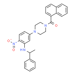 ChemSpider 2D Image | 1-Naphthyl(4-{4-nitro-3-[(1-phenylethyl)amino]phenyl}-1-piperazinyl)methanone | C29H28N4O3