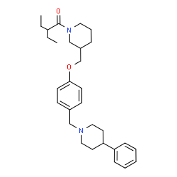 ChemSpider 2D Image | 2-Ethyl-1-[3-({4-[(4-phenyl-1-piperidinyl)methyl]phenoxy}methyl)-1-piperidinyl]-1-butanone | C30H42N2O2