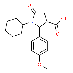 ChemSpider 2D Image | 1-Cyclohexyl-2-(4-methoxyphenyl)-5-oxo-3-pyrrolidinecarboxylic acid | C18H23NO4