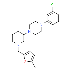 ChemSpider 2D Image | 1-(3-Chlorophenyl)-4-{1-[(5-methyl-2-furyl)methyl]-3-piperidinyl}piperazine | C21H28ClN3O