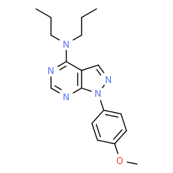 ChemSpider 2D Image | 1-(4-methoxyphenyl)-N,N-dipropyl-4-pyrazolo[3,4-d]pyrimidinamine | C18H23N5O