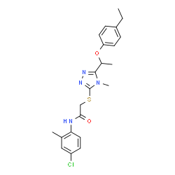 ChemSpider 2D Image | N-(4-Chloro-2-methylphenyl)-2-({5-[1-(4-ethylphenoxy)ethyl]-4-methyl-4H-1,2,4-triazol-3-yl}sulfanyl)acetamide | C22H25ClN4O2S