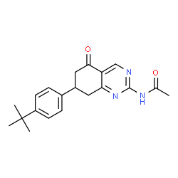ChemSpider 2D Image | N-{7-[4-(2-Methyl-2-propanyl)phenyl]-5-oxo-5,6,7,8-tetrahydro-2-quinazolinyl}acetamide | C20H23N3O2