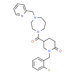 ChemSpider 2D Image | 1-(2-Fluorobenzyl)-5-{[4-(2-pyridinylmethyl)-1,4-diazepan-1-yl]carbonyl}-2-piperidinone | C24H29FN4O2