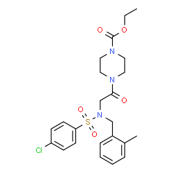 ChemSpider 2D Image | Ethyl 4-{N-[(4-chlorophenyl)sulfonyl]-N-(2-methylbenzyl)glycyl}-1-piperazinecarboxylate | C23H28ClN3O5S