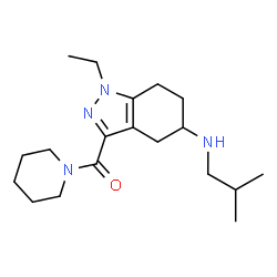 ChemSpider 2D Image | [1-Ethyl-5-(isobutylamino)-4,5,6,7-tetrahydro-1H-indazol-3-yl](1-piperidinyl)methanone | C19H32N4O