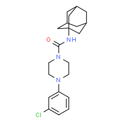 ChemSpider 2D Image | N-(Adamantan-1-yl)-4-(3-chlorophenyl)-1-piperazinecarboxamide | C21H28ClN3O