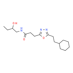 ChemSpider 2D Image | 3-[5-(2-Cyclohexylethyl)-1,3,4-oxadiazol-2-yl]-N-(2-hydroxybutyl)propanamide | C17H29N3O3