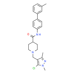 ChemSpider 2D Image | 1-[(5-Chloro-1,3-dimethyl-1H-pyrazol-4-yl)methyl]-N-(3'-methyl-4-biphenylyl)-4-piperidinecarboxamide | C25H29ClN4O