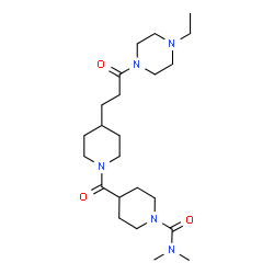ChemSpider 2D Image | 4-({4-[3-(4-Ethyl-1-piperazinyl)-3-oxopropyl]-1-piperidinyl}carbonyl)-N,N-dimethyl-1-piperidinecarboxamide | C23H41N5O3