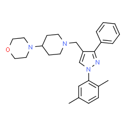 ChemSpider 2D Image | 4-(1-{[1-(2,5-Dimethylphenyl)-3-phenyl-1H-pyrazol-4-yl]methyl}-4-piperidinyl)morpholine | C27H34N4O