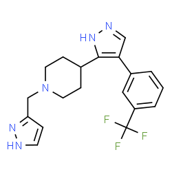 ChemSpider 2D Image | 1-(1H-Pyrazol-3-ylmethyl)-4-{4-[3-(trifluoromethyl)phenyl]-1H-pyrazol-5-yl}piperidine | C19H20F3N5