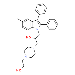 ChemSpider 2D Image | 1-[4-(2-Hydroxyethyl)-1-piperazinyl]-3-(5-methyl-2,3-diphenyl-1H-indol-1-yl)-2-propanol | C30H35N3O2