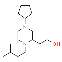 ChemSpider 2D Image | 2-[4-Cyclopentyl-1-(3-methylbutyl)-2-piperazinyl]ethanol | C16H32N2O