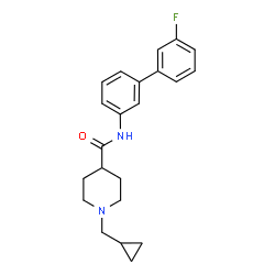 ChemSpider 2D Image | 1-(Cyclopropylmethyl)-N-(3'-fluoro-3-biphenylyl)-4-piperidinecarboxamide | C22H25FN2O