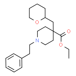 ChemSpider 2D Image | Ethyl 1-(2-phenylethyl)-4-(tetrahydro-2H-pyran-2-ylmethyl)-4-piperidinecarboxylate | C22H33NO3