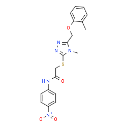 ChemSpider 2D Image | 2-({4-Methyl-5-[(2-methylphenoxy)methyl]-4H-1,2,4-triazol-3-yl}sulfanyl)-N-(4-nitrophenyl)acetamide | C19H19N5O4S
