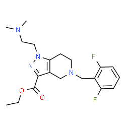 ChemSpider 2D Image | Ethyl 5-(2,6-difluorobenzyl)-1-[2-(dimethylamino)ethyl]-4,5,6,7-tetrahydro-1H-pyrazolo[4,3-c]pyridine-3-carboxylate | C20H26F2N4O2