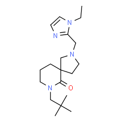 ChemSpider 2D Image | 7-(2,2-Dimethylpropyl)-2-[(1-ethyl-1H-imidazol-2-yl)methyl]-2,7-diazaspiro[4.5]decan-6-one | C19H32N4O