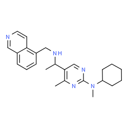 ChemSpider 2D Image | N-Cyclohexyl-5-{1-[(5-isoquinolinylmethyl)amino]ethyl}-N,4-dimethyl-2-pyrimidinamine | C24H31N5