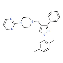 ChemSpider 2D Image | 2-(4-{[1-(2,5-Dimethylphenyl)-3-phenyl-1H-pyrazol-4-yl]methyl}-1-piperazinyl)pyrimidine | C26H28N6