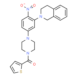 ChemSpider 2D Image | {4-[3-(3,4-Dihydro-2(1H)-isoquinolinyl)-4-nitrophenyl]-1-piperazinyl}(2-thienyl)methanone | C24H24N4O3S