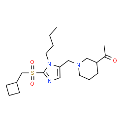 ChemSpider 2D Image | 1-[1-({1-Butyl-2-[(cyclobutylmethyl)sulfonyl]-1H-imidazol-5-yl}methyl)-3-piperidinyl]ethanone | C20H33N3O3S