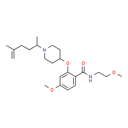 ChemSpider 2D Image | 4-Methoxy-N-(2-methoxyethyl)-2-{[1-(5-methyl-5-hexen-2-yl)-4-piperidinyl]oxy}benzamide | C23H36N2O4