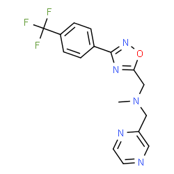 ChemSpider 2D Image | N-Methyl-1-(2-pyrazinyl)-N-({3-[4-(trifluoromethyl)phenyl]-1,2,4-oxadiazol-5-yl}methyl)methanamine | C16H14F3N5O