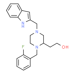ChemSpider 2D Image | 2-[1-(2-Fluorobenzyl)-4-(1H-indol-2-ylmethyl)-2-piperazinyl]ethanol | C22H26FN3O