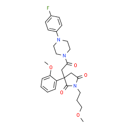 ChemSpider 2D Image | 3-{2-[4-(4-Fluorophenyl)-1-piperazinyl]-2-oxoethyl}-3-(2-methoxyphenyl)-1-(3-methoxypropyl)-2,5-pyrrolidinedione | C27H32FN3O5