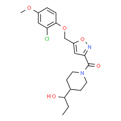 ChemSpider 2D Image | {5-[(2-Chloro-4-methoxyphenoxy)methyl]-1,2-oxazol-3-yl}[4-(1-hydroxypropyl)-1-piperidinyl]methanone | C20H25ClN2O5