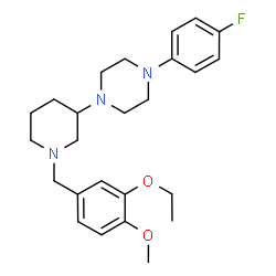 ChemSpider 2D Image | 1-[1-(3-Ethoxy-4-methoxybenzyl)-3-piperidinyl]-4-(4-fluorophenyl)piperazine | C25H34FN3O2