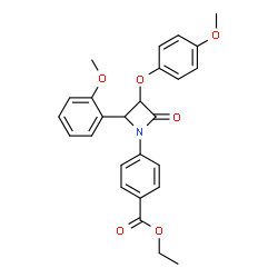 ChemSpider 2D Image | Ethyl 4-[3-(4-methoxyphenoxy)-2-(2-methoxyphenyl)-4-oxo-1-azetidinyl]benzoate | C26H25NO6
