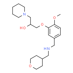 ChemSpider 2D Image | 1-(2-Methoxy-5-{[(tetrahydro-2H-pyran-4-ylmethyl)amino]methyl}phenoxy)-3-(1-piperidinyl)-2-propanol | C22H36N2O4