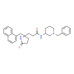 ChemSpider 2D Image | N-(1-Benzyl-3-piperidinyl)-3-[2-(1-naphthylmethyl)-5-oxo-2-pyrrolidinyl]propanamide | C30H35N3O2