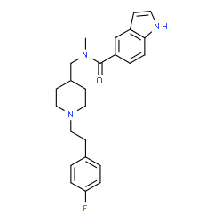 ChemSpider 2D Image | N-({1-[2-(4-Fluorophenyl)ethyl]-4-piperidinyl}methyl)-N-methyl-1H-indole-5-carboxamide | C24H28FN3O